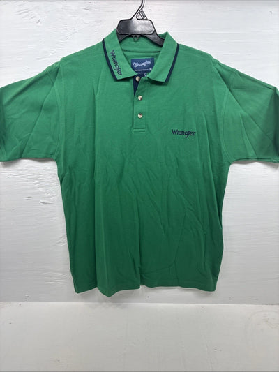 New Men’s Wrangler Green Black Short Sleeve Polo Shirt XL T-22