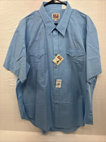 New Men’s ELY Cattleman Blue Western Short Sleeve Pearl Snap 18.5 2XL T-48