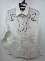 New Women’s White Horse Cream Design Long Sleeve Pearl Snap Medium LL-79