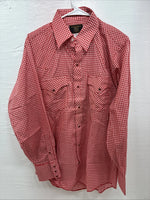 New Men’s Dickson Jenkins Red Checkered Long Sleeve Pearl Snap 16 Large AA-36