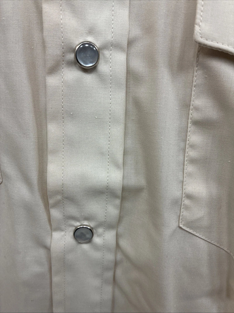 New Men’s H Bar C Tan Simple Short Sleeve Pearl Snap 16 Large O-32