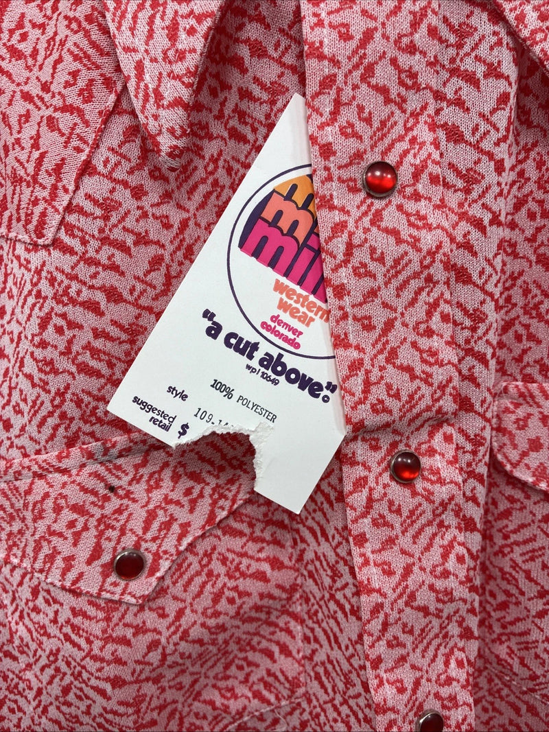 New Men’s Miller Pink Design Long Sleeve Pearl Snap 15 X 34 Medium K-66