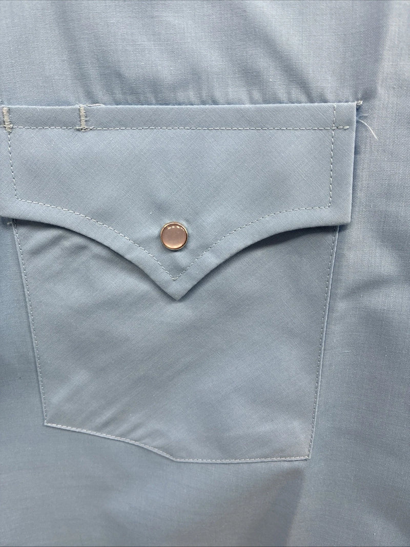 New Men’s ELY Cattleman Blue Short Sleeve Pearl Snap 18.5 2XL F-78