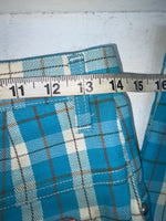 New Vintage Blue Plaid Prior Polyester Pants #C18530 VV-20