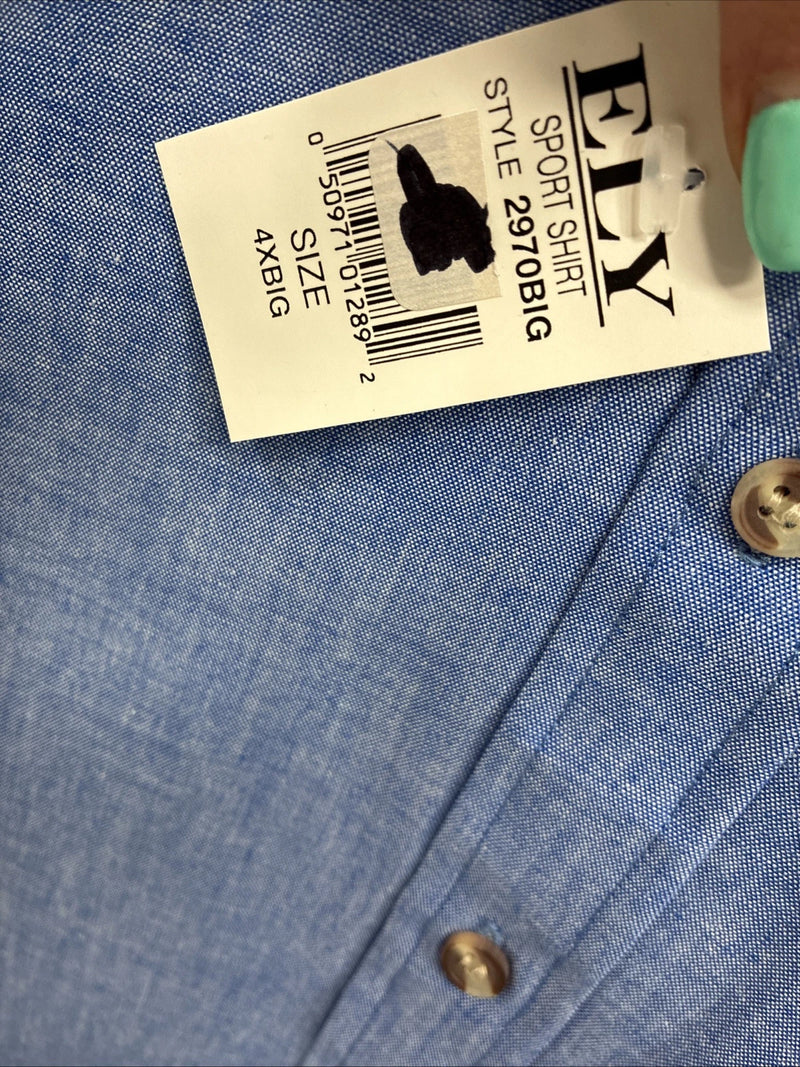 New Men’s ELY Cattleman Blue Long Sleeve Button Up 20.5 X 36 4XL E-99
