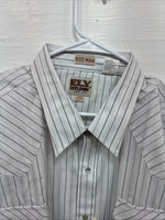 New Men’s ELY Cattleman White Stripe Long Sleeve Pearl Snap 18.5 X 35 2XL F-61