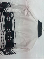 New Men’s Cumberland White Purple Western Long Sleeve Pearl Snap Large V-63