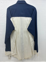 New Men’s Cowboy Threads White Blue Long Sleeve Button Up Large J-53