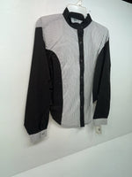 New Women’s Black White Cowboy Threads Long Sleeve Button Up Shirt L #7013 3B-54