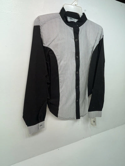 New Women’s Black White Cowboy Threads Long Sleeve Button Up Shirt L #7013 3B-54