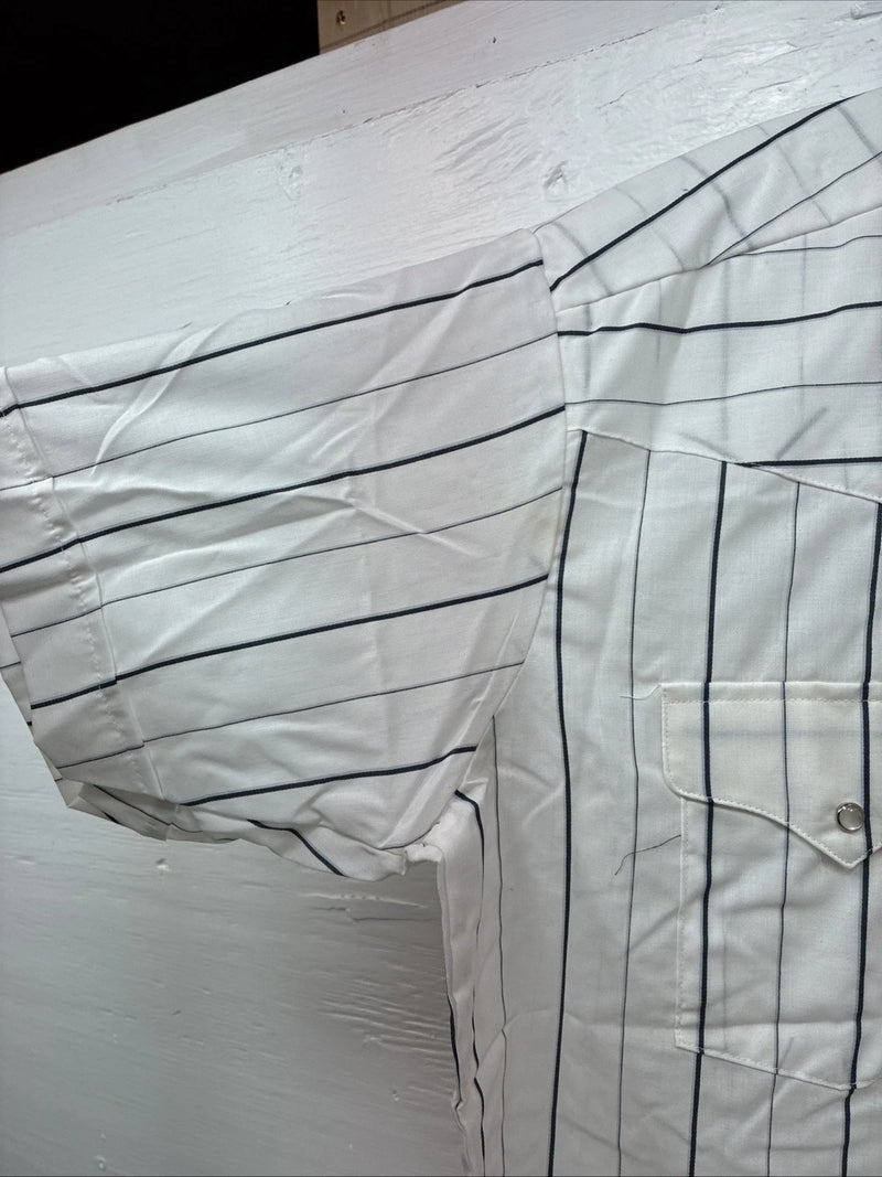 New Men’s Panhandle Slim White Stripe Short Sleeve Pearl Snap 16.5 Large CC-6