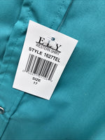 New Men’s ELY Cattleman Teal Short Sleeve Pearl Snap Shirt 17 XL X-107