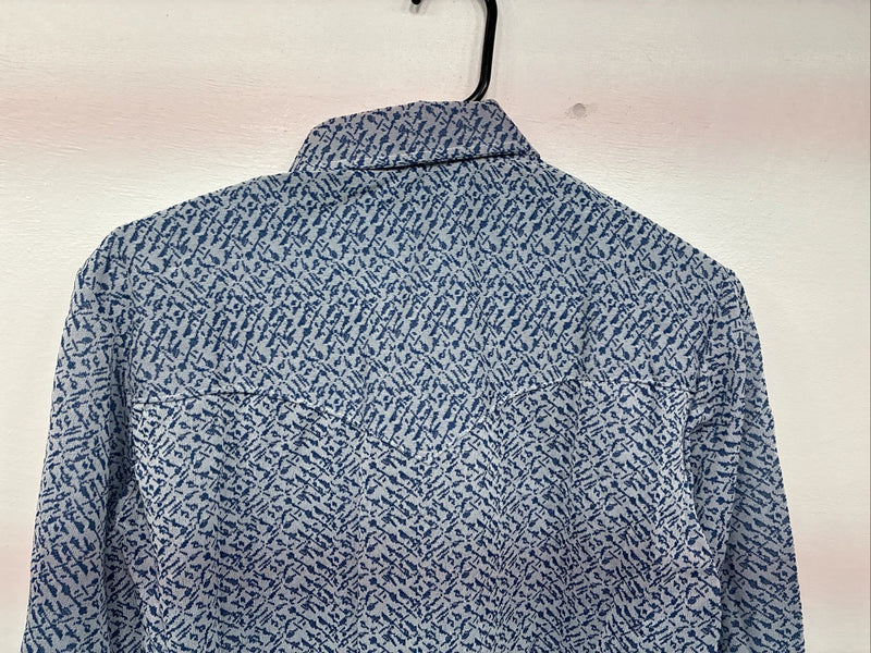 New Men’s Miller Blue Deigned Long Sleeve Pearl Snap 15.5 Medium II-103