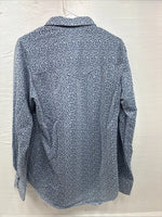 New Men’s Miller Blue Designed Long Sleeve Pearl Snap 16 X 35 Large Q-63