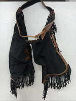 New Tough 1 Black Show Chaps With Fringe Adjustable Waist 46” N-24