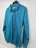New Women’s Country Charmers Teal Long Sleeve Pearl Snap Large GG-1