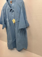 New Men’s ELY Cattleman Blue Simple Short Sleeve Pearl Snap XL F-85