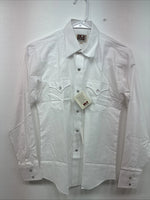 New Boys ELY Cattleman White Long Sleeve Pearl Snap Size 16 DD-76 