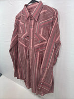 New Men’s H Bar C Pink Stripe Long Sleeve Pearl Snap 15.5 X 34 Medium T-75