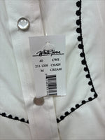 New Women’s White Horse Cream Design Long Sleeve Pearl Snap Medium LL-79