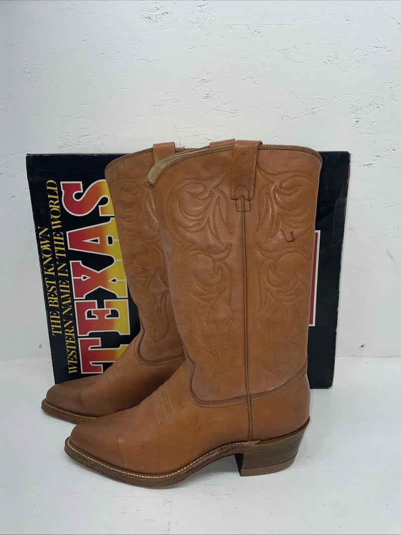 New Men’s Brown Texas Brand Cowboy Boots. M 139 8 D. 2-33