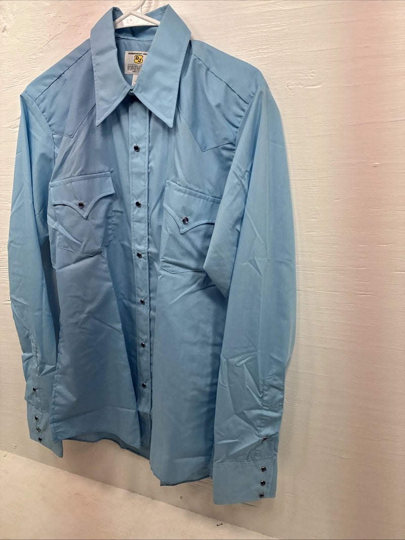 New Men’s Dickson Jenkins Blue Long Sleeve Pearl Snap 16 Large CC-70