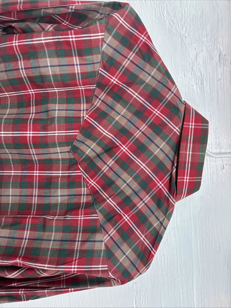 New Men’s ELY Plains Red Plaid Long Sleeve Pearl Snap 15 X 34 Medium AA-79 