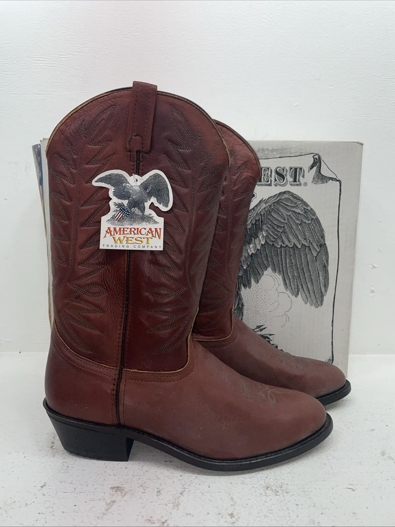 New Men’s Brown American West Cowboy Boots. 68373 11 E W. 8-99