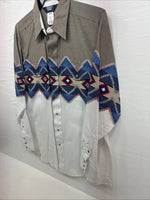 New Men’s Brooks & Dunn Western Print Long Sleeve Pearl Snap 16.5 Large V-106