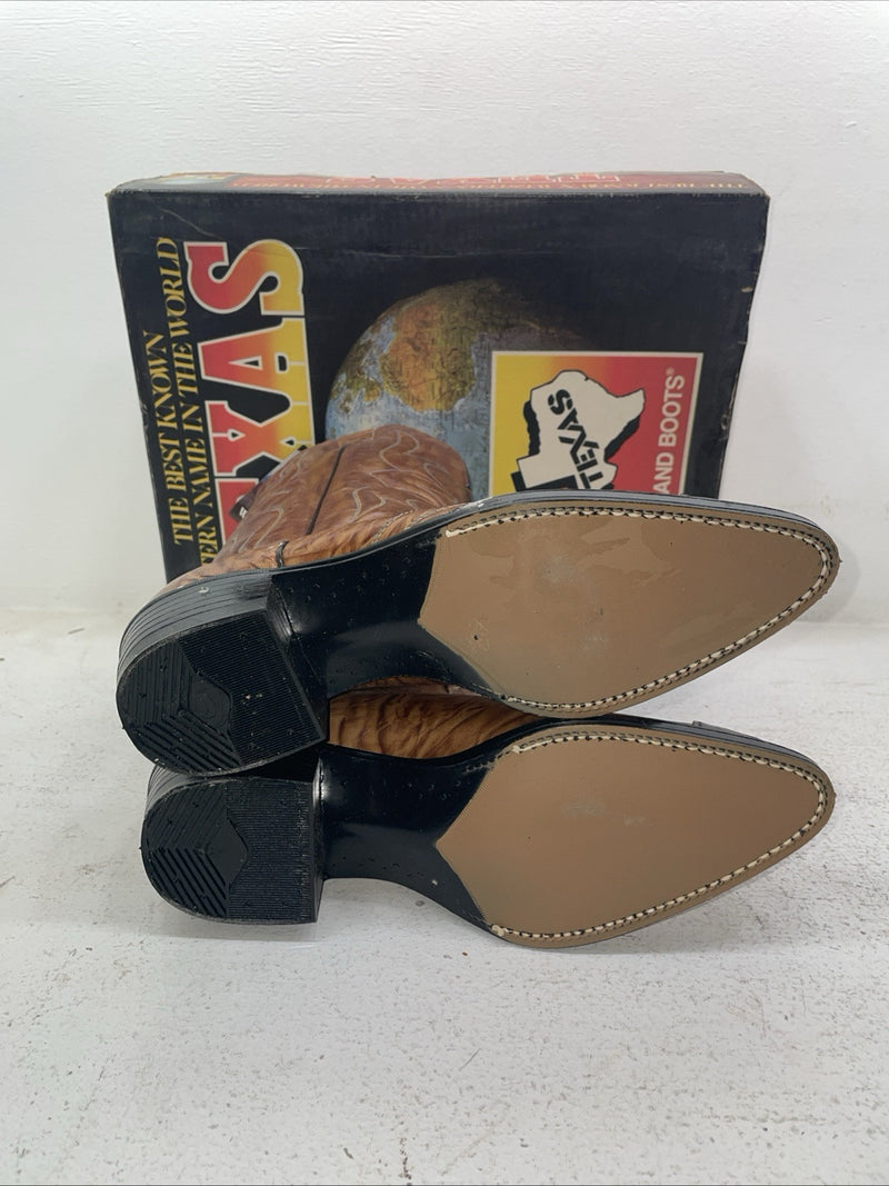 New Men’s Brown Texas Brand Cowboy Boots. 1081 8.5 8 1/2 E E. 3-88