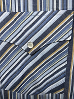 New Men’s Blue Stripped White House Pearl Snap Long Sleeve Shirt. XXL G-64