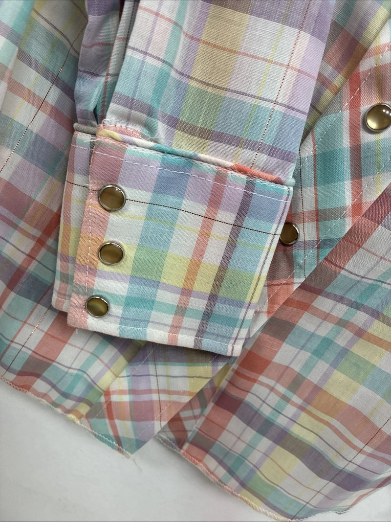 New Girls Dickson Jenkins Pink Plaid Long Sleeve Pearl Snap Size 28 DD-124