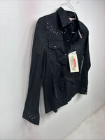 New Kids Cumberland Black Rhinestone Long Sleeve Pearl Snap Medium YY-19