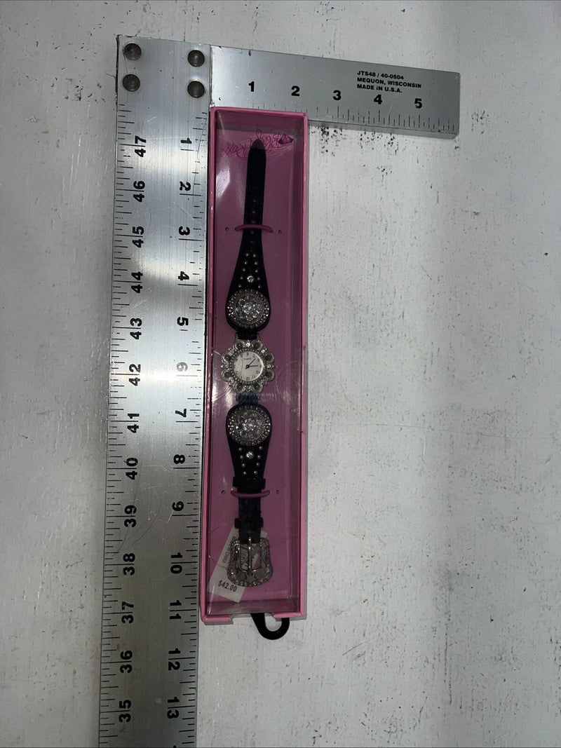 New Women’s Blazin Roxx Black With Flower Bling Watch. 3102601 D-13