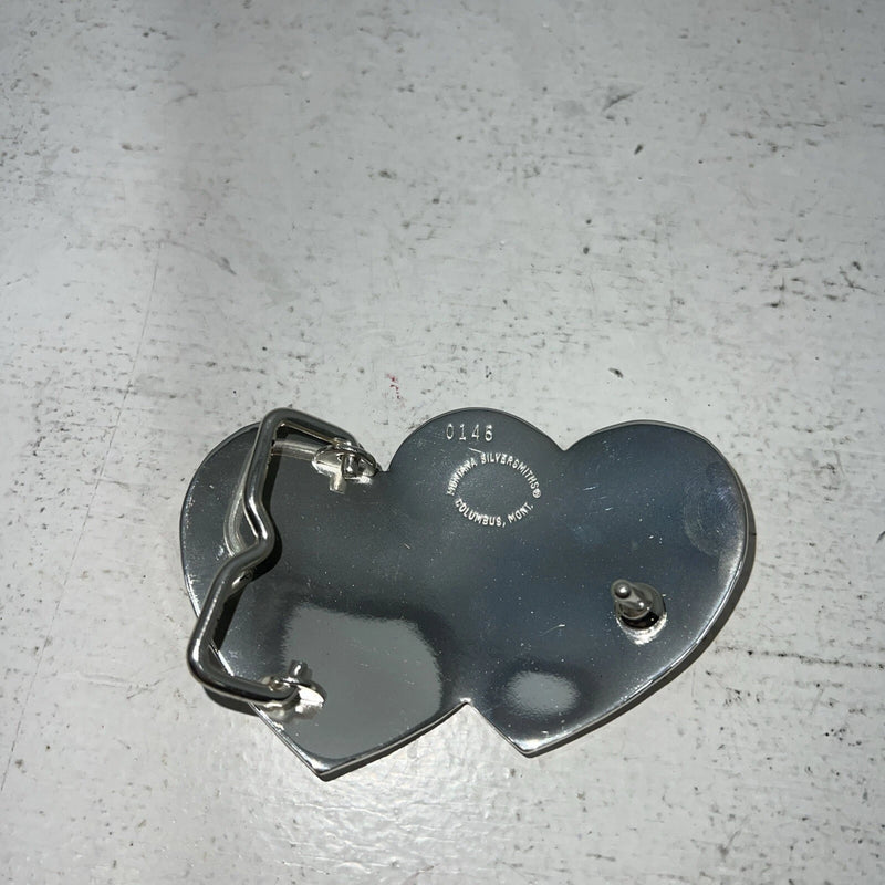 New Women’s Montana Silversmiths Silver Pink Heart Belt Buckle. 14820PT A-91