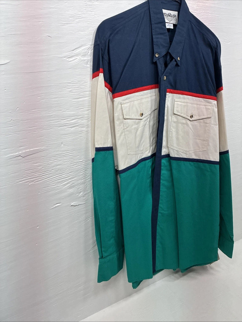 New Men’s San Angela Multicolor Long Sleeve Button Up XL O-39