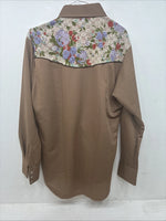New Women’s Tem Tex Brown Design Long Sleeve Pearl Snap Size 33 MM-103