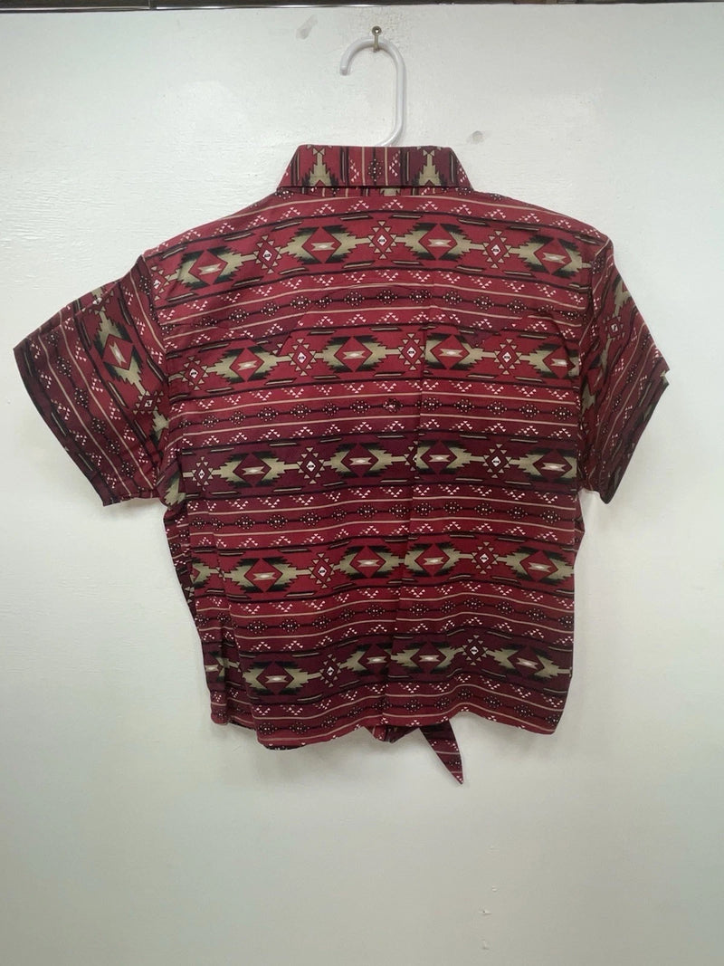 New Women’s Red Aztec Cumberland Outfitters Short Sleeve Button Up Shirt 3B-103