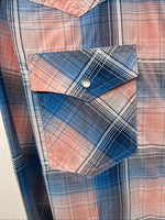 New Women’s Cumberland Pink Blue Plaid Long Sleeve Pearl Snap 3XL GG-47