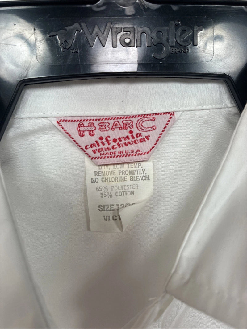 New Womens H Bar C White Designed Long Sleeve Pearl Snap Size 36 KK-15