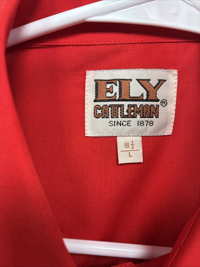 New Men’s ELY Cattleman Red Short Sleeve Pearl Snap 16.5 Large X-57