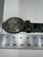 New Black Silver Blazin Roxx Genuine Leather Belt Large #N3518201 W-17