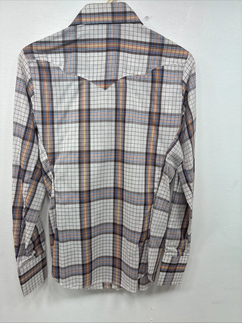 New Women’s Panhandle Slim Brown Plaid Long Sleeve Pearl Snap 8/30 GG-6