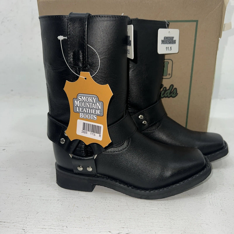 New Children’s Black Smoky Mountain Cowboy Boots. 2405C 11.5 11 1/2 D. 24-95