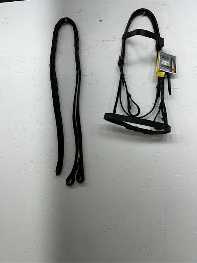 New Silver Fox Black Leather Point English Bridle #20-1189-2 W-5