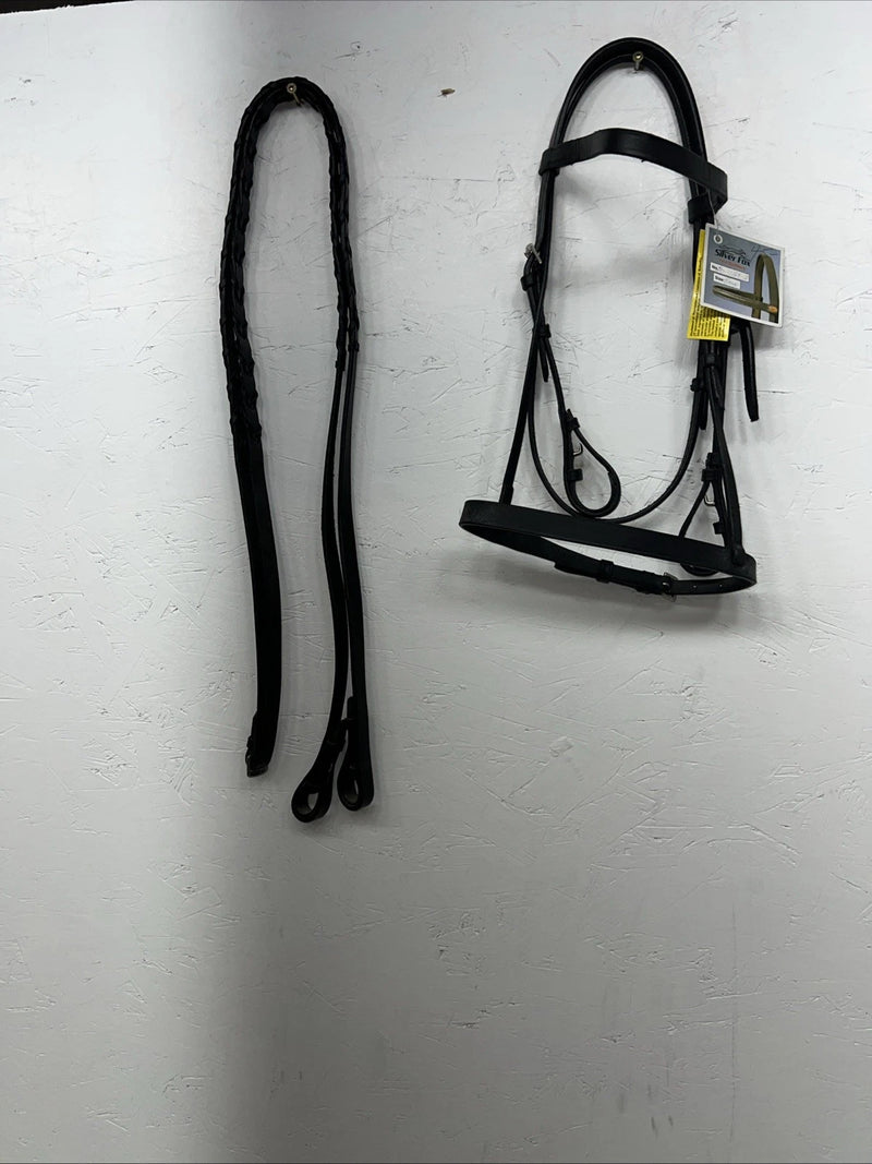 New Silver Fox Black Leather Point English Bridle #20-1189-2 W-5