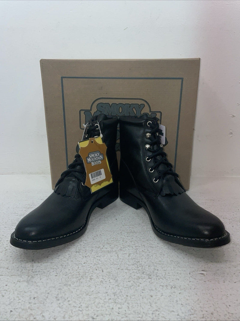 New Youth Black Lace Up Smoky Mountain Cowboy Boots. 3009 Y 6. 2-141