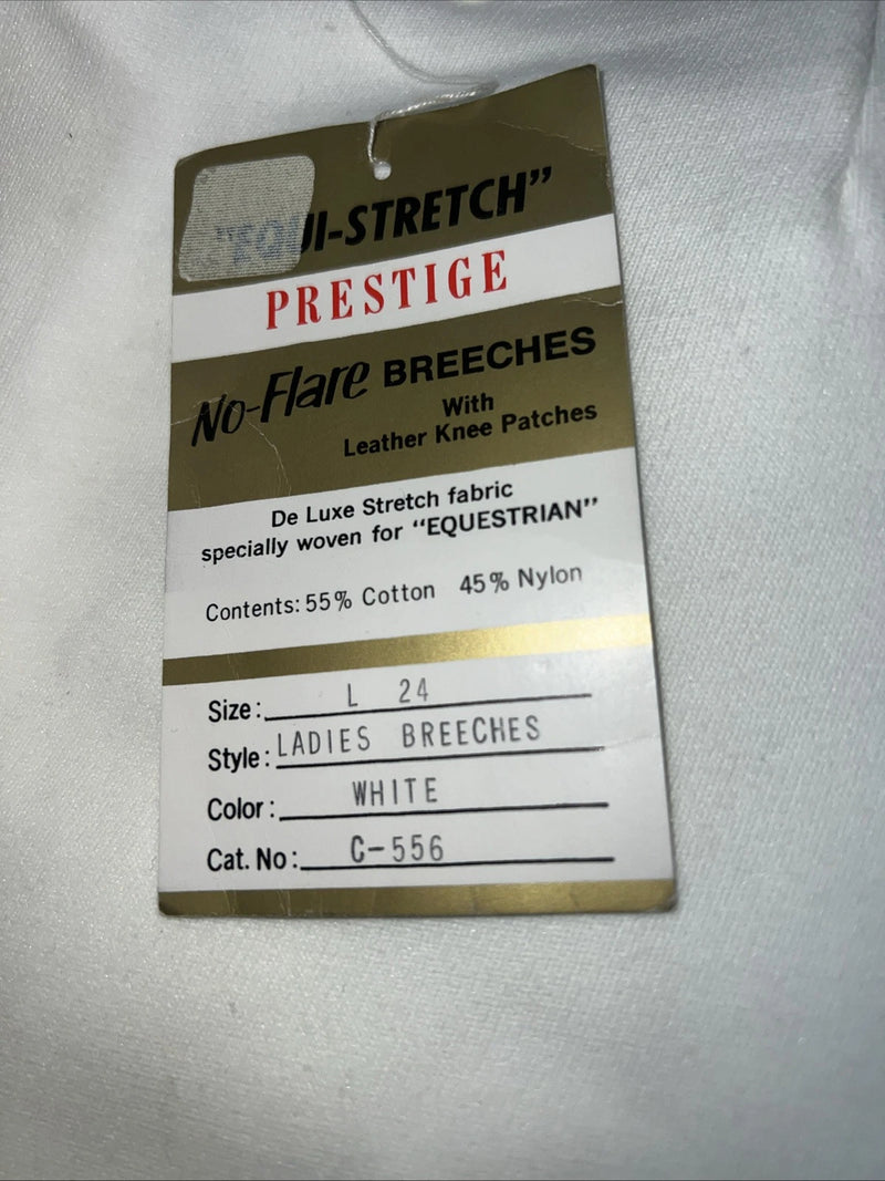 New Children’s White Equi-Stretch Prestige No Flare English Pants. 24-L  A-161
