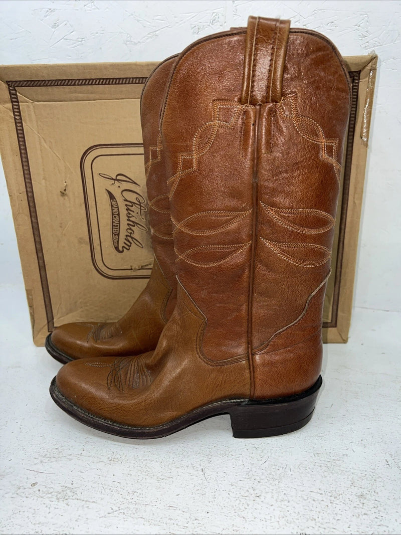 New Women’s Brown J. Chisholm Cowboy Boots. L 4071 7.5 7 1/2 A. 17-95