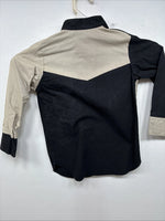 New Kids Cowboy Threads Black Tan Long Sleeve Button Up Size 5 TT-24